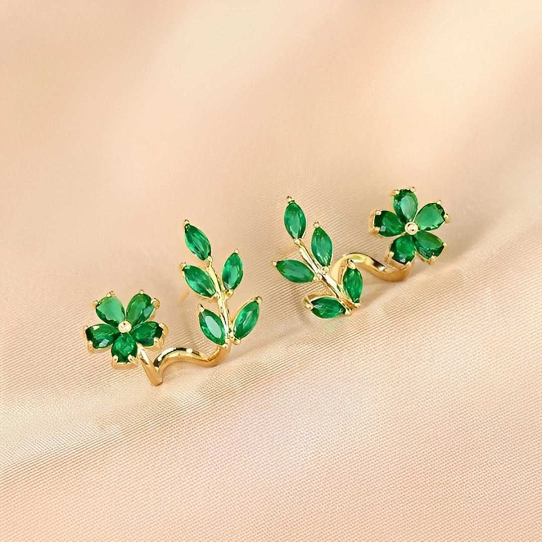 Brincos Ear cuff - sublime encanto verde