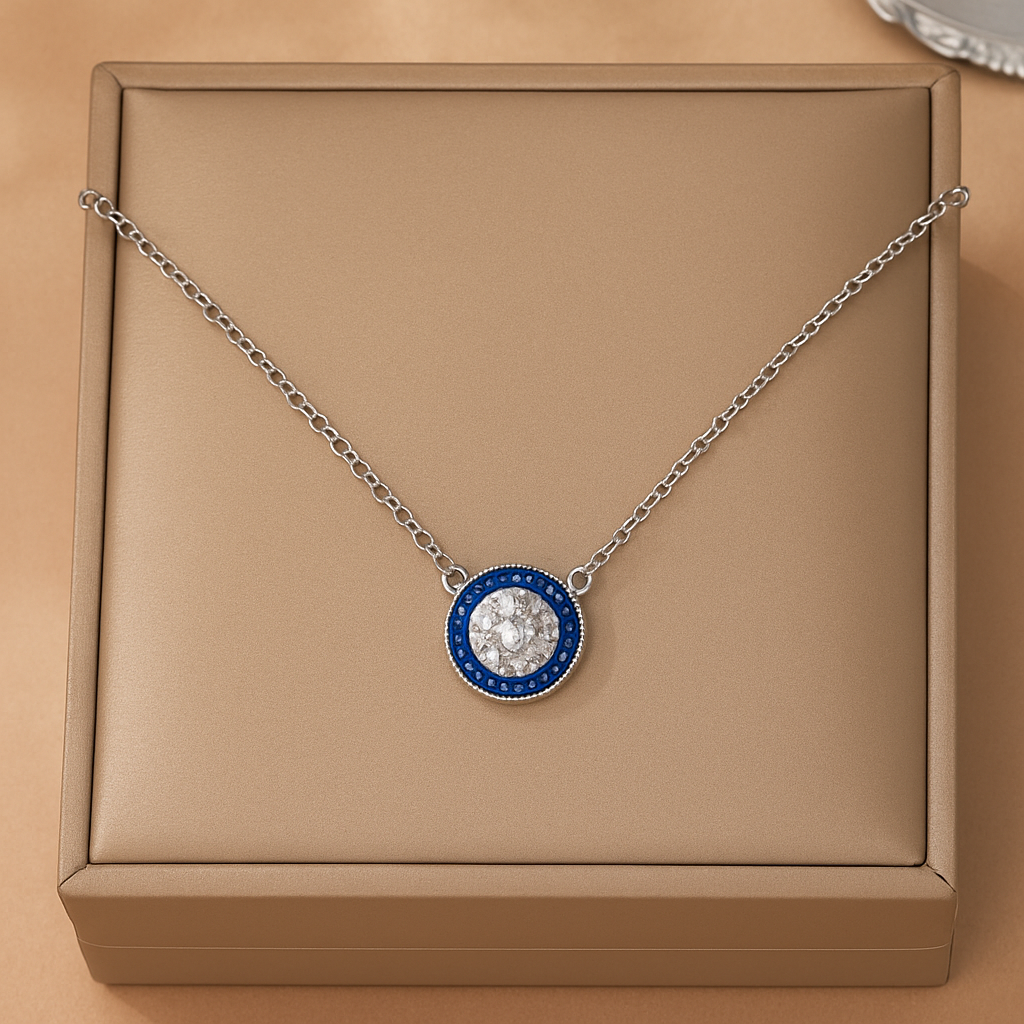 Colar joia turca azul oceano