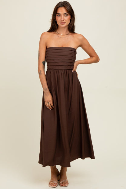 Vestido Midi Tomara-que-Caia Chocolate