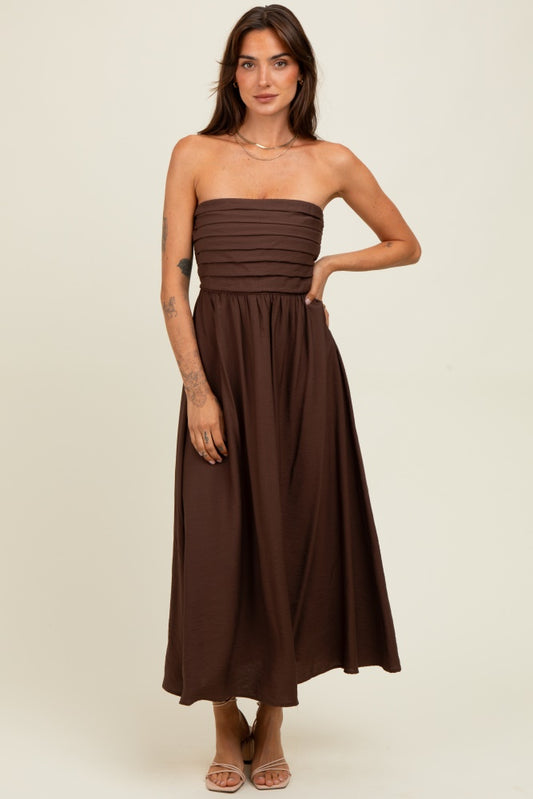 Vestido Midi Tomara-que-Caia Chocolate