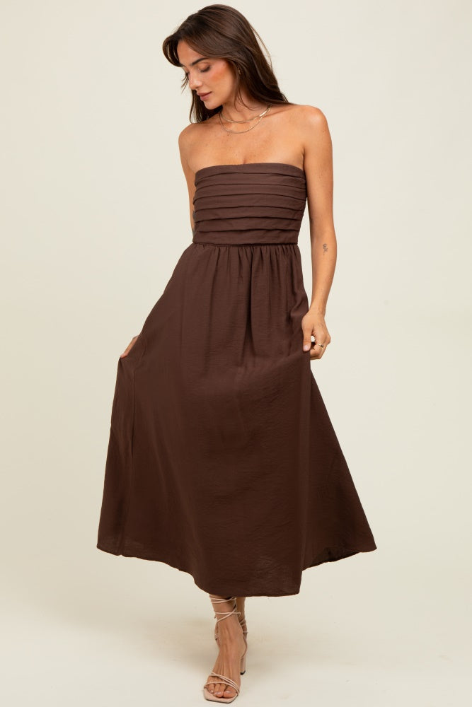 Vestido Midi Tomara-que-Caia Chocolate