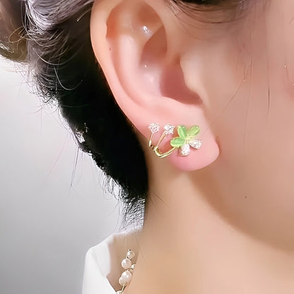 Brinco Ear cuff - sublime trevo de cristal