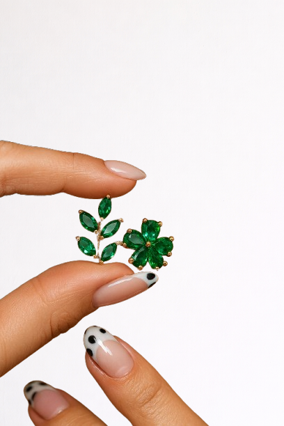 Brincos Ear cuff - sublime encanto verde