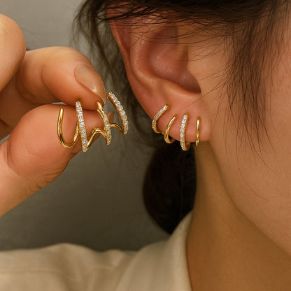 Brincos Ear cuff - Sublime Onda de Cristal