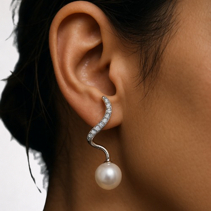 Brincos Ear cuff - sublime pérola cristal