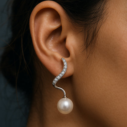Brincos Ear cuff - sublime pérola cristal
