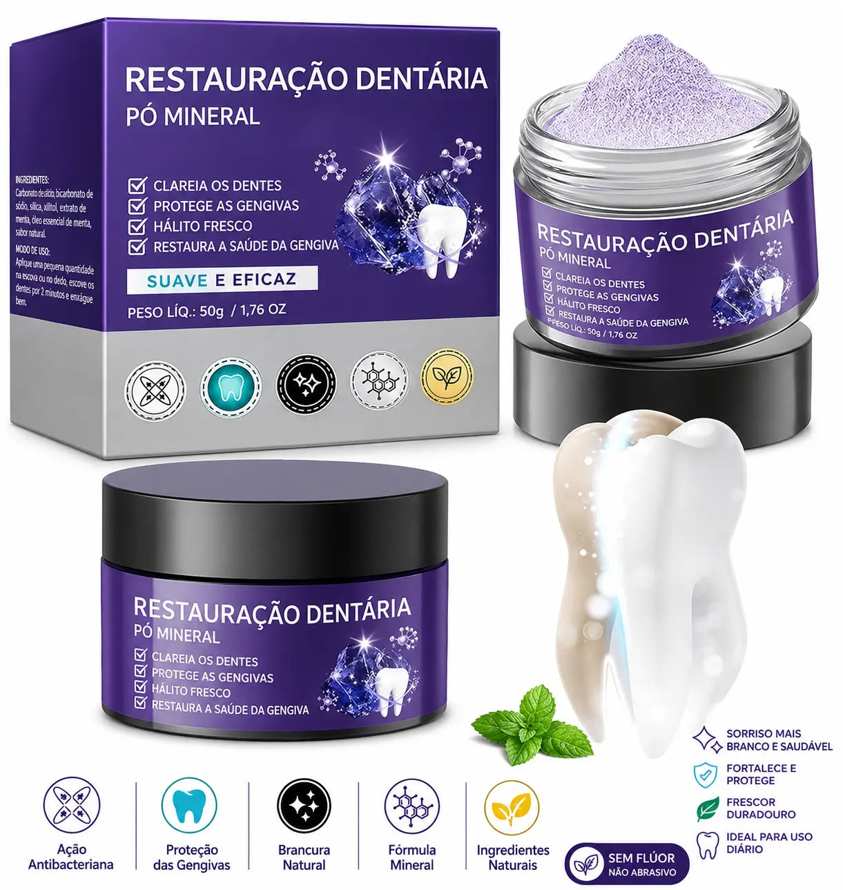 LumiDent Pro® – Pó Dental Mineral  Clareamento Profundo e Restauração do Esmalte