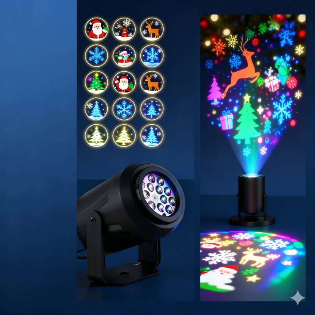 Projetor Natalino Led Desenhos - NatalLights 16 Padrões