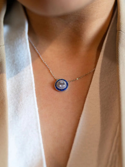 Colar joia turca azul oceano