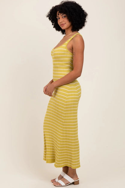 Vestido Midi Listrado Amarelo