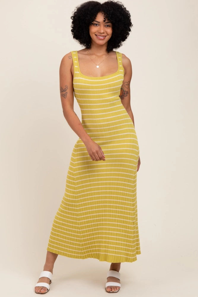 Vestido Midi Listrado Amarelo
