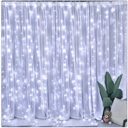 Luz de Cortina Led para Decoração para Natal - 8 Modos de Iluminação