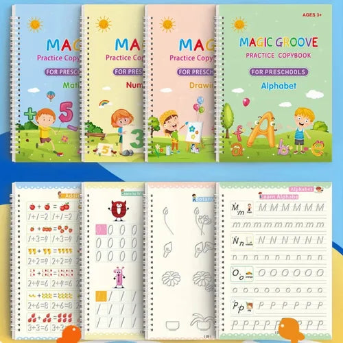 Kit 4 em 1 de Cadernos Mágicos Infantil MagicWrite